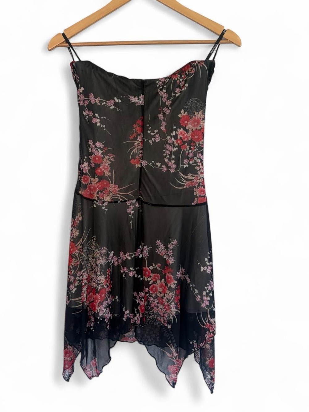 Alyn Paige Vintage Y2K Fairy Mini Dress. Large. Black and Red Floral. - Picture 2 of 7